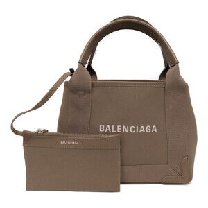 BALENCIAGA Navy Blue Cabas XS Tote Bag Pouch of canvas leather shoulder strap